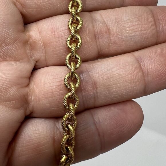 Vintage Crown Trifari Long Gold Tone Chain Necklace 32" Thick Chain Longline - Picture 5 of 9